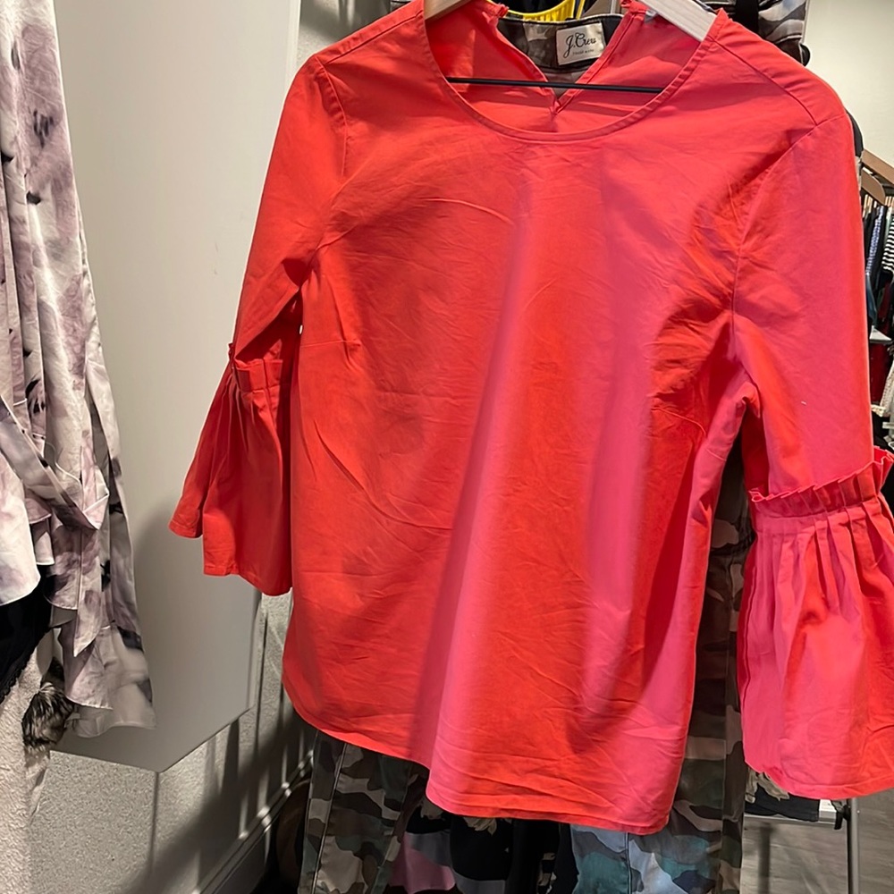 Marled Coral blouse with bell sleeves Medium